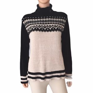 Vintage Erika black beige soft turtleneck sweater